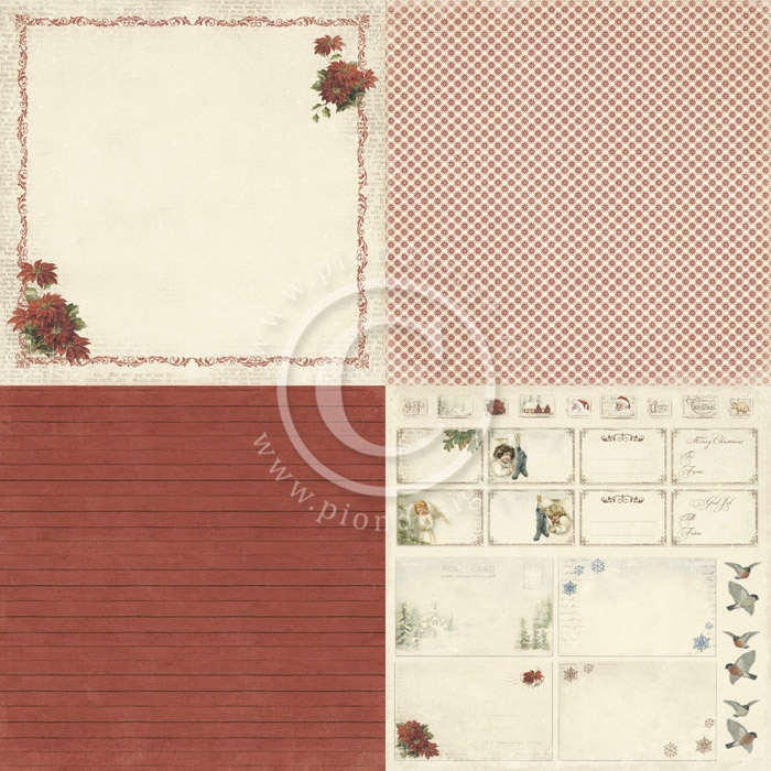 PD3902 Papier jednostronny- Christmas flower - Wintertime in Swedish Lapland - 6x6