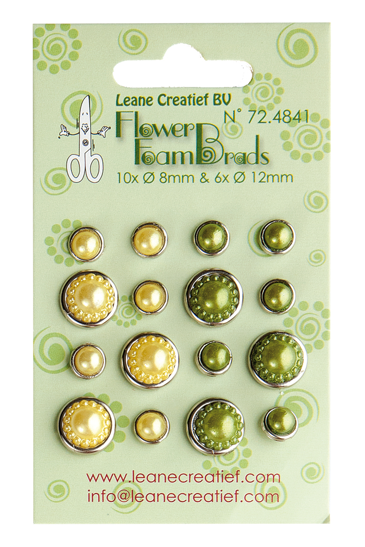  72.4841 Ćwieki Leane Creatief 16szt. perłowe żółte+zielone