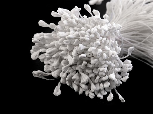  750933-K1 Pręciki płaskie matowe do kwiatków -białe- duża wiązka 