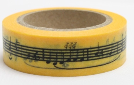  8229 Taśma dekoracyjna papierowa washi żółta w pięciolinię 15 mm x 10 m