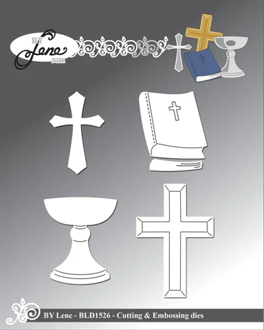  BLD1526 Wykrojnik BY LENE DIES "Christianity" - krzyż, chrzcielnica, biblia