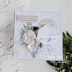 Urodzinowa kartka z wózkiem i kwiatami "Baby Joy"