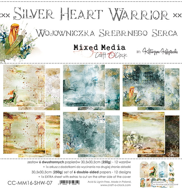  CC-MM16-SHW-07 - SILVER HEART WARRIOR - zestaw papierów 30,5x30,5cm
