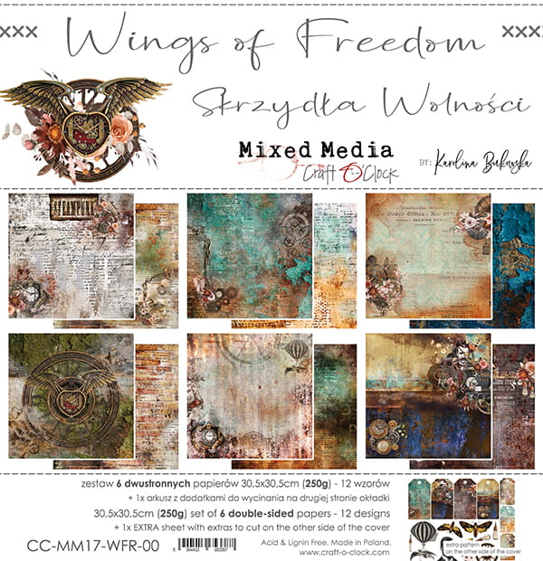  CC-MM17-WFR-00  WINGS OF FREEDOM  zestaw papierów 30,5x30,5cm