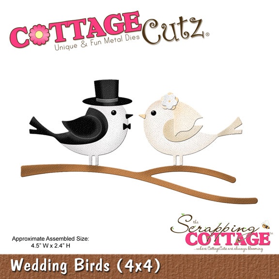 CC4x4-572 Wykrojnik CottageCutz Wedding Birds (4x4)