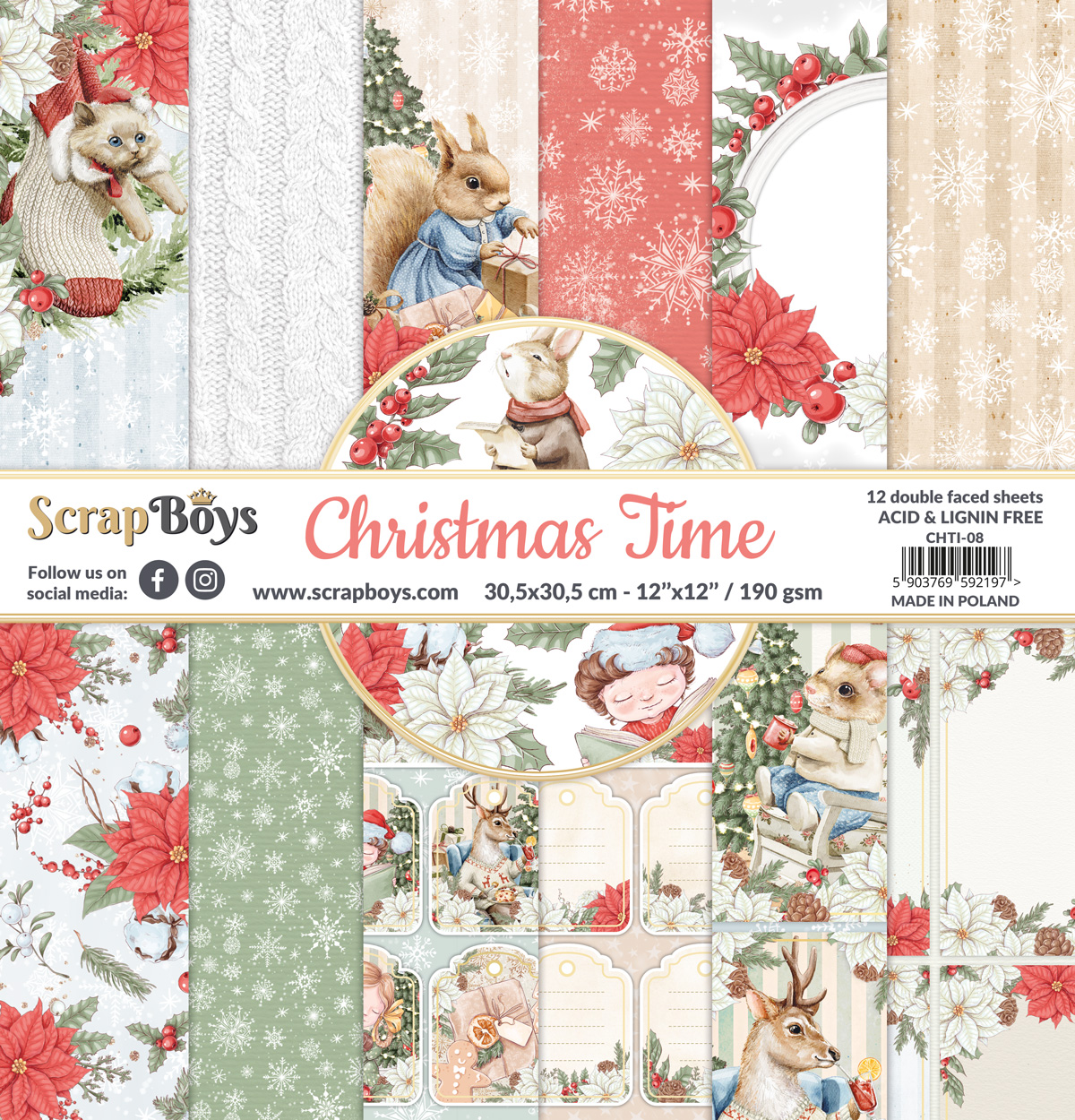  CHTI-08  Zestaw papierów 30,5x30,5 cm Scrap Boys - Christmas Time
