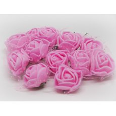CKF-SW-004 Różyczki piankowe z tiulem -Pink 2cm/12pcs -różowe