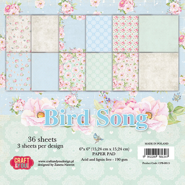  CPB-BS15 Bloczek 15x15 Craft & You Design - Bird Song