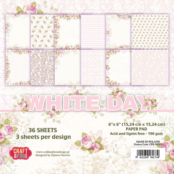  CPB-WD15 Bloczek 15x15 Craft & You Design -White Day