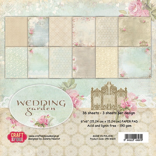  CPB-WG15 Bloczek papierów 6x6" Wedding Garden 