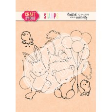 CS012 Stempel akrylowy-  Easter set 1 - zajączek, balony, miś, ptaszki, myszka
