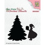 CSIL013 Stempel - Nellie`s Choice - dziewczynka z prezentem choinka