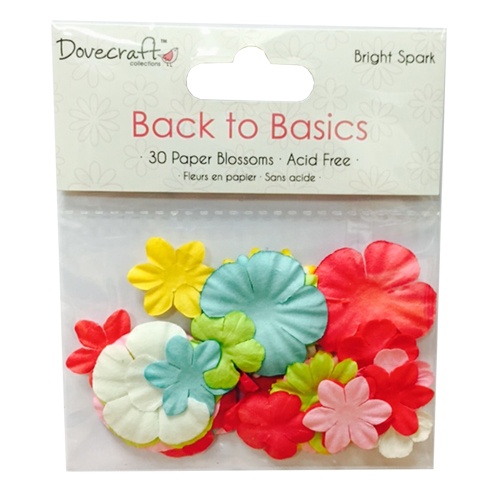  DCBL018 Papierowe kwiaty mix Dovecraft Back to Basics - Bright Spark Paper Blossoms