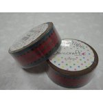DCWTB003-6 Washi tape- Brązowa tasiemka z kolorowym wzorem