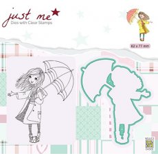 JMSD009 Stempel z wykrojnikiem - Nellie`s Choice - dziewczyna z parasolką