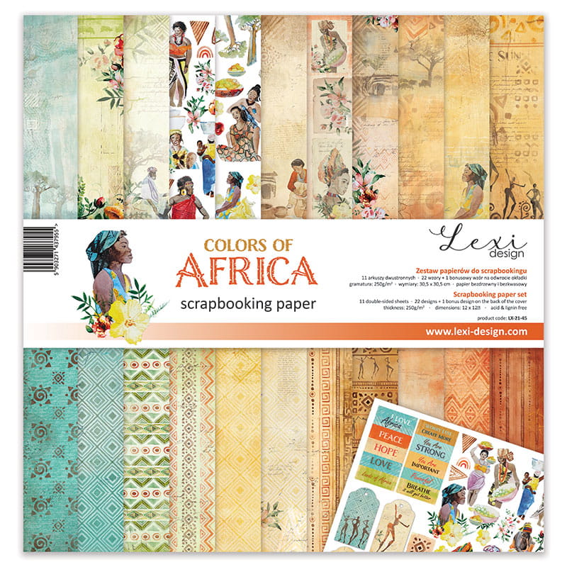  LX-21-45 Colors of Africa - Lexi Design - zestaw papierów - 30,5 cm x 30,5 cm