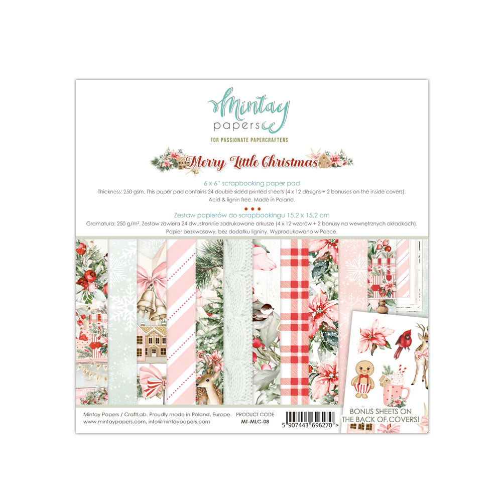  MT-MLC-08 MerryLittle Christmas - Bloczek papierów MINTAY PAPERS 15,2x15,2cm