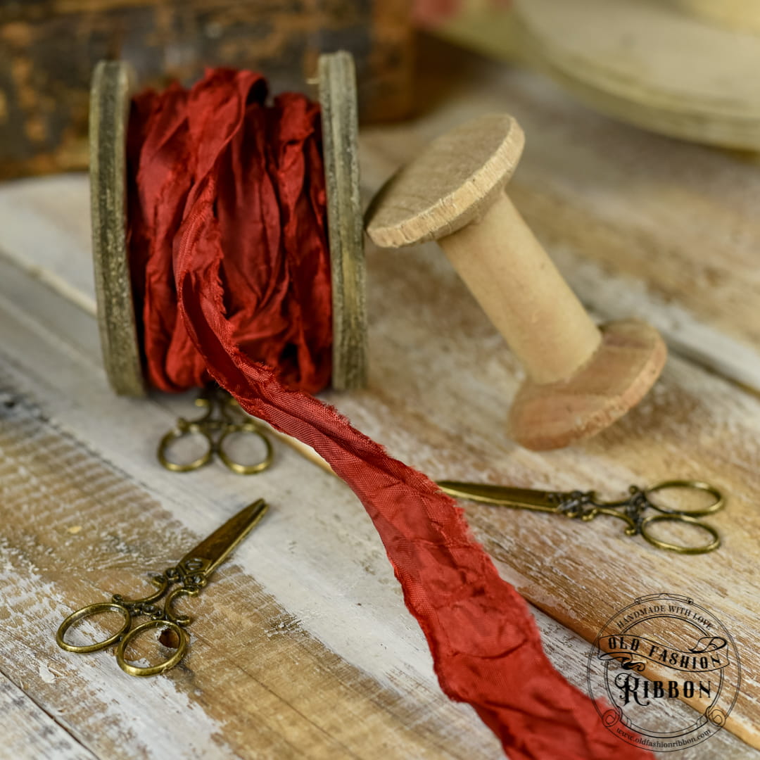 OLDS-29 old fashion ribbons-wstążki w stylu vintage -rdzawy brąz