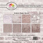 PPL020 Zestaw papierów 15x15cm Dixi Craft- Bricks & Planks - Brown