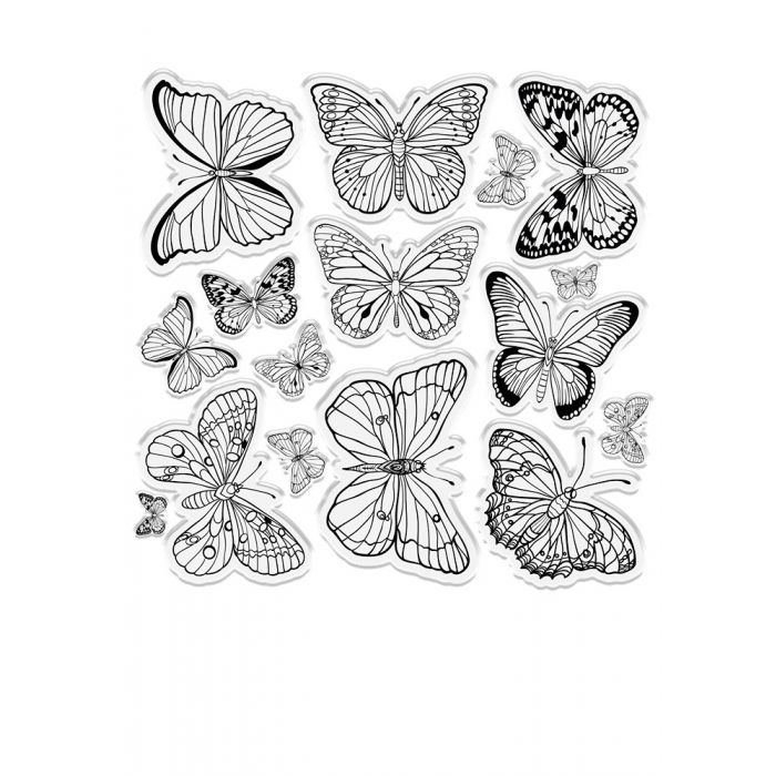  S-VBUT-ST-BBUTT Stemple akrylowe Sara Signature Vintage Butterflies Clear Acrylic Stamp - Piękne Motyle