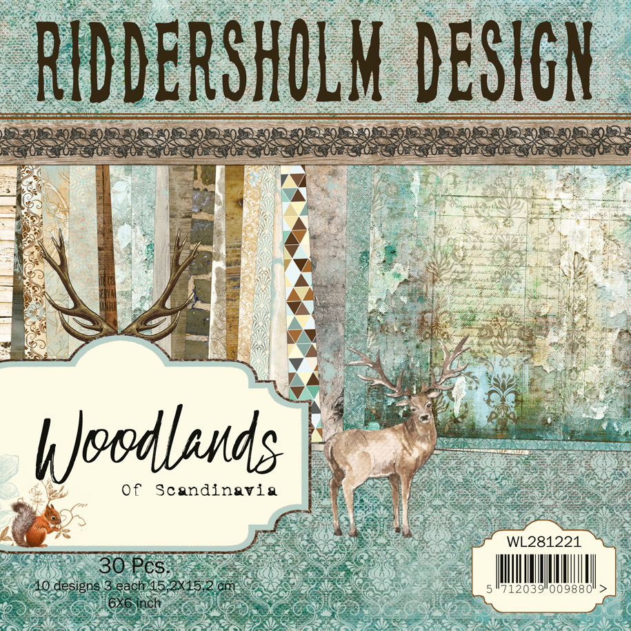  WL281221 Zestaw papierów 15x15cm Riddersolm Design-Woodlands
